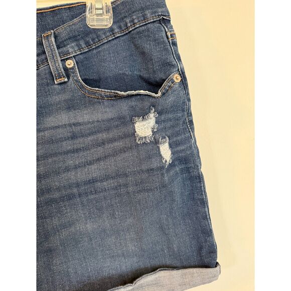 Levi Women's Mid Length Distressed Shorts Size 34 Waist Stretch Inseam 5 - Picture 8 of 10